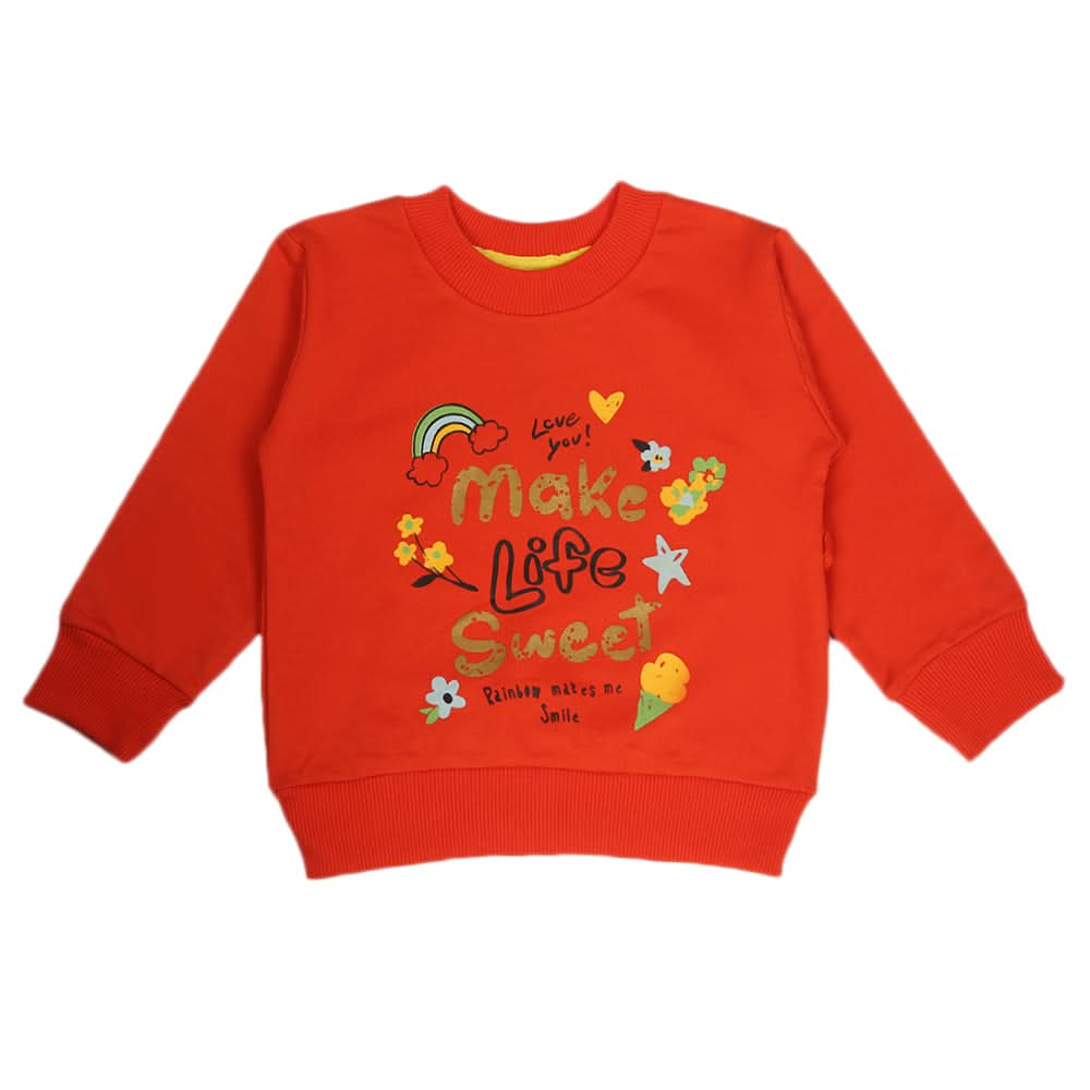 Girls Full Sleeves T-Shirt - Orange, Girls T-Shirts, Chase Value, Chase Value