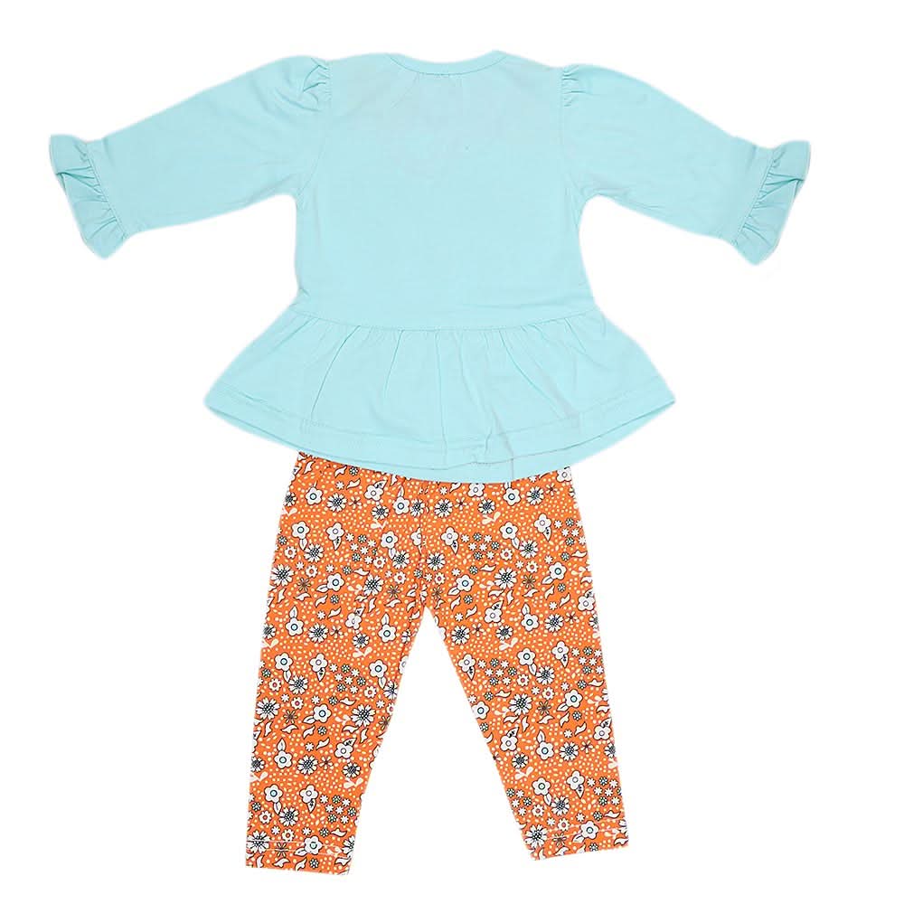 Newborn Girls Full Sleeves 2 Piece Suit - Cyan, Kids, NB Girls Sets And Suits, Chase Value, Chase Value