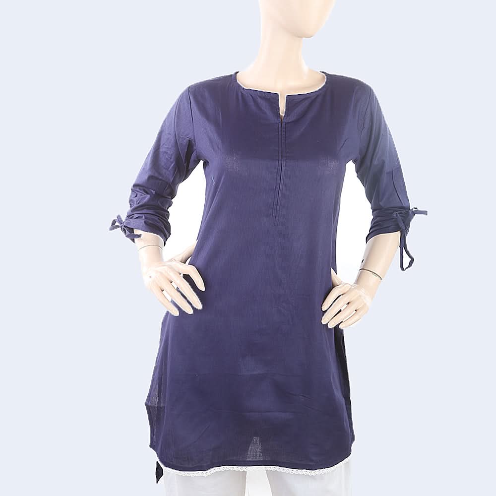 Women's Cotton Plain Kurti - Navy Blue, Women, Ready Kurtis, Chase Value, Chase Value