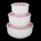 Embossed Vacuum Bowl 3 Pcs  Set - White, Home & Lifestyle, Storage Boxes, Chase Value, Chase Value