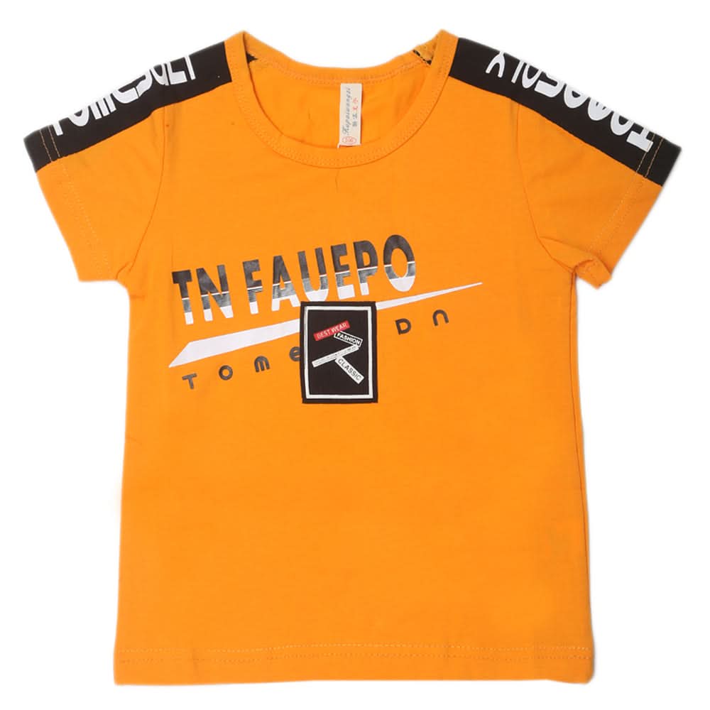Boys Round Neck Half Sleeves T-Shirt - Mustard, Kids, Boys T-Shirts, Chase Value, Chase Value