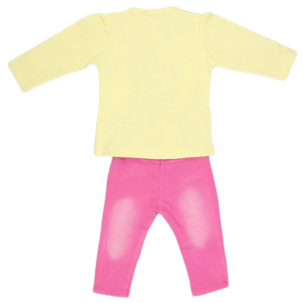 Newborn Girls Full Sleeves 2 Piece Suit - Yellow, Kids, NB Girls Sets And Suits, Chase Value, Chase Value