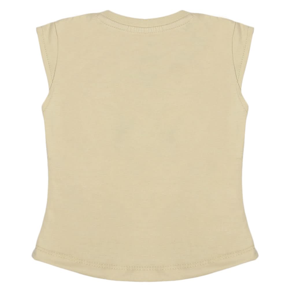 Girls Half Sleeves Printed T-Shirt - Beige, Girls T-Shirts, Chase Value, Chase Value