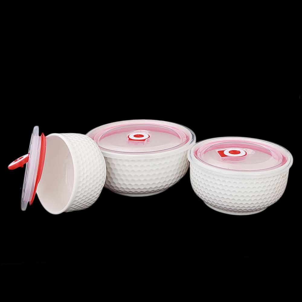 Embossed Vacuum Bowl 3 Pcs  Set - White, Home & Lifestyle, Storage Boxes, Chase Value, Chase Value