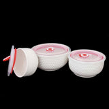 Embossed Vacuum Bowl 3 Pcs  Set - White, Home & Lifestyle, Storage Boxes, Chase Value, Chase Value