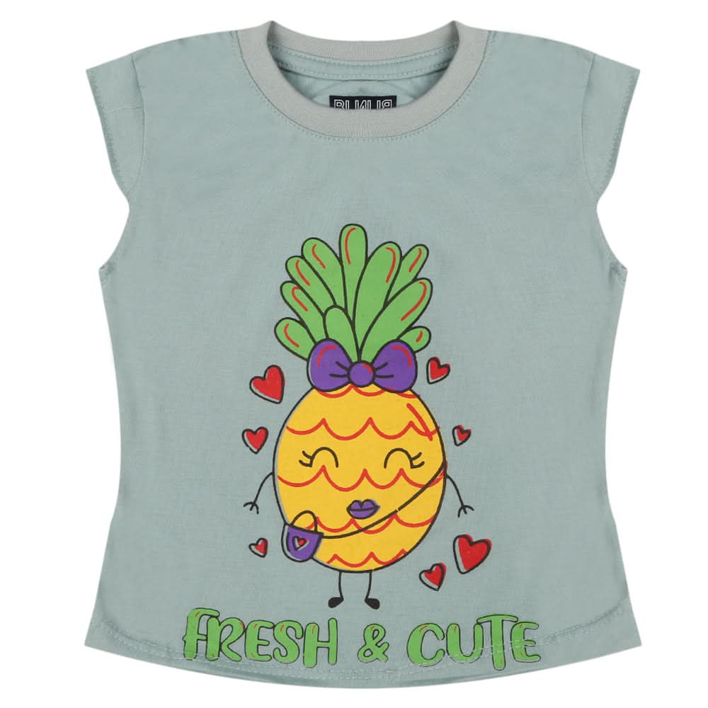 Girls Half Sleeves Printed T-Shirt - Sea Green, Girls T-Shirts, Chase Value, Chase Value
