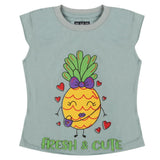 Girls Half Sleeves Printed T-Shirt - Sea Green, Girls T-Shirts, Chase Value, Chase Value