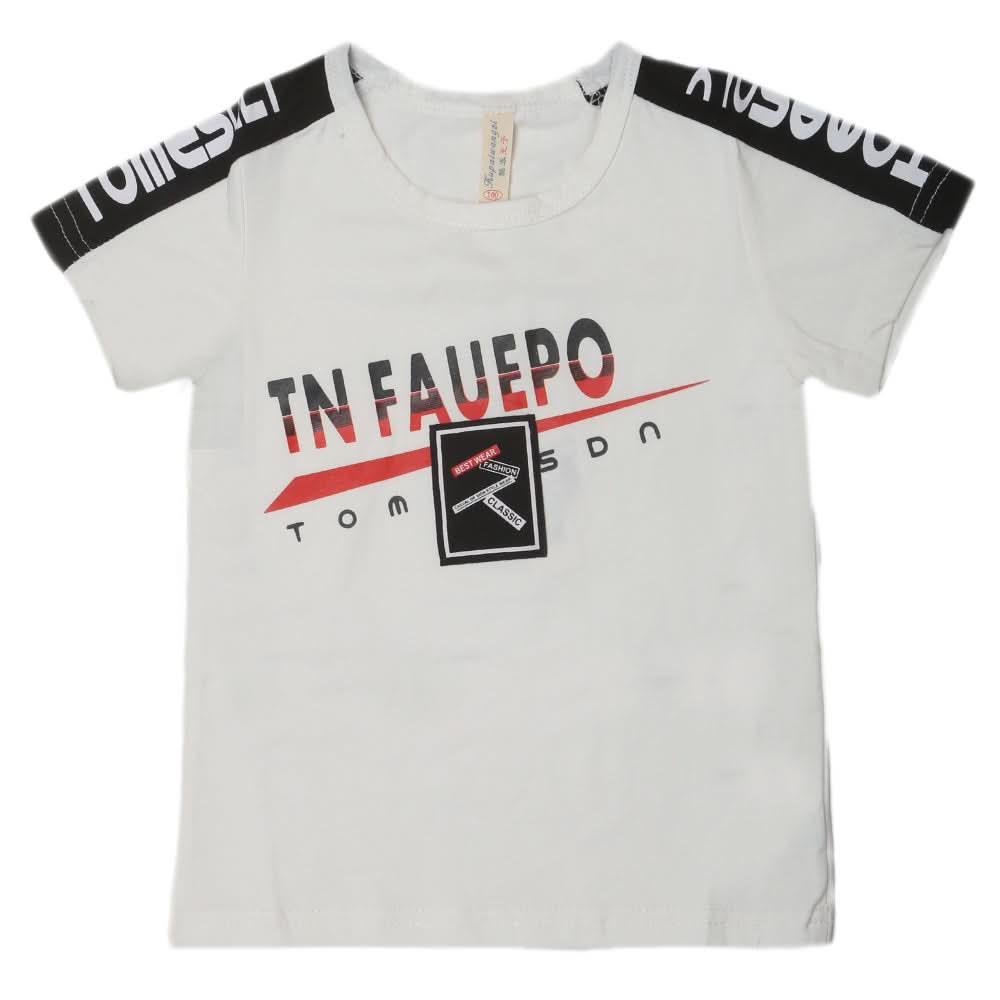 Boys Round Neck Half Sleeves T-Shirt - White, Kids, Boys T-Shirts, Chase Value, Chase Value