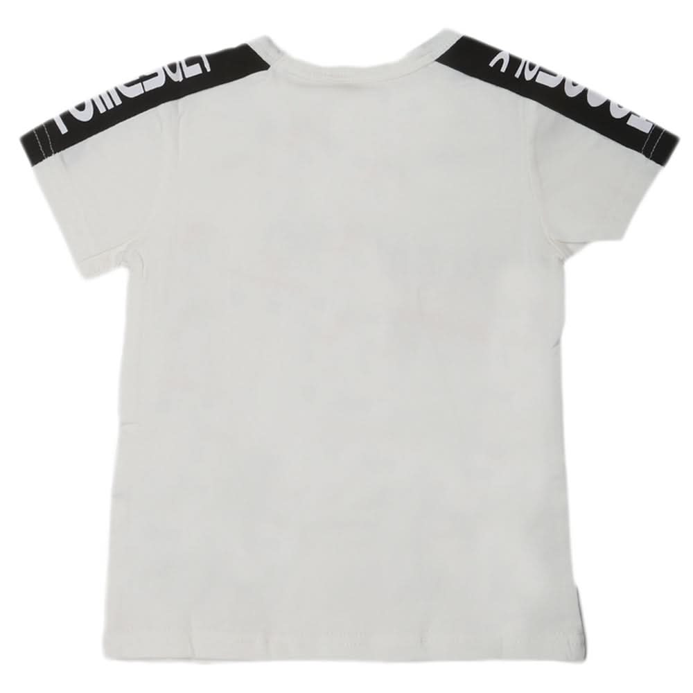 Boys Round Neck Half Sleeves T-Shirt - White, Kids, Boys T-Shirts, Chase Value, Chase Value