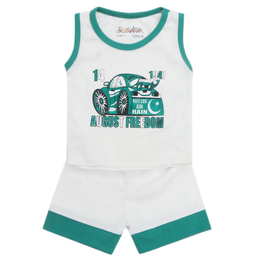 Newborn Sando Suit For 14th August - White, Kids, NB Boys Sets And Suits, Chase Value, Chase Value