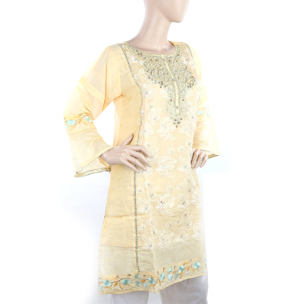 Women's Fancy Embroidered Kurti - Yellow, Women, Ready Kurtis, Chase Value, Chase Value