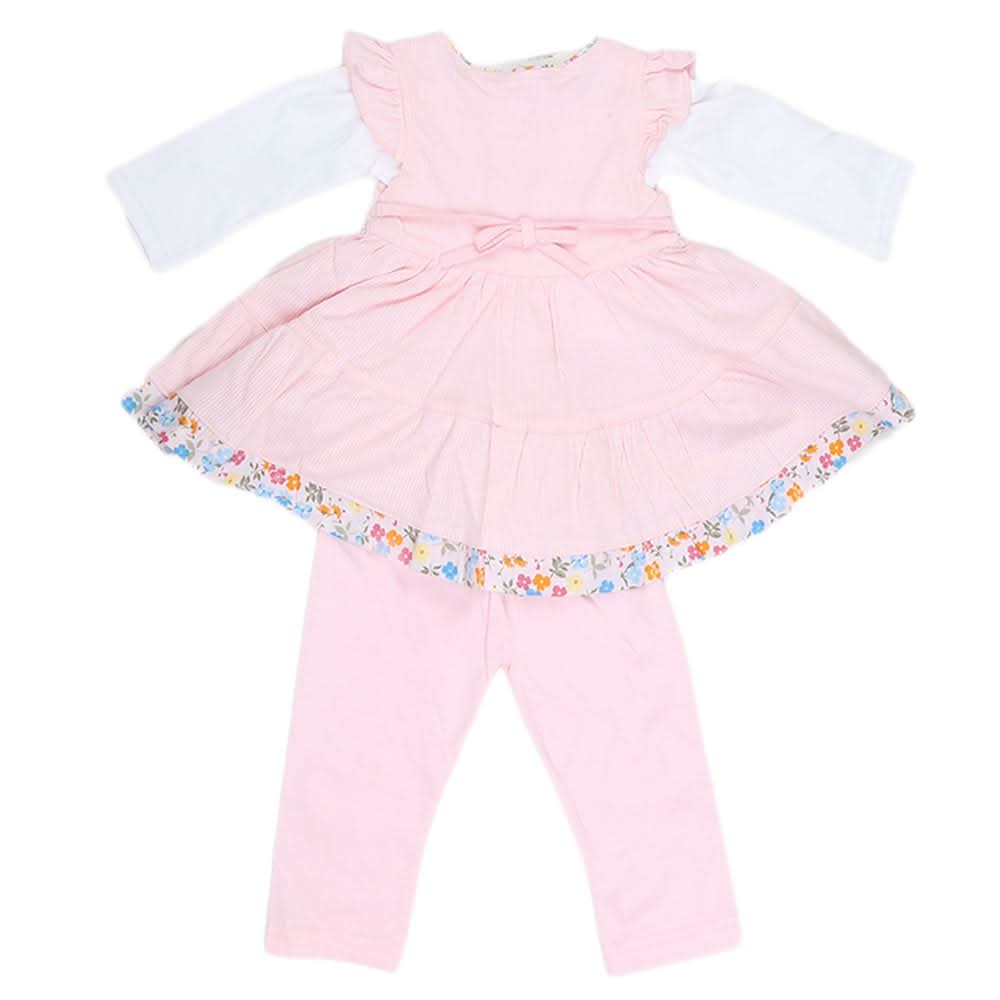 Newborn Girls Full Sleeves 3 Piece Suit - Pink, Kids, NB Girls Sets And Suits, Chase Value, Chase Value