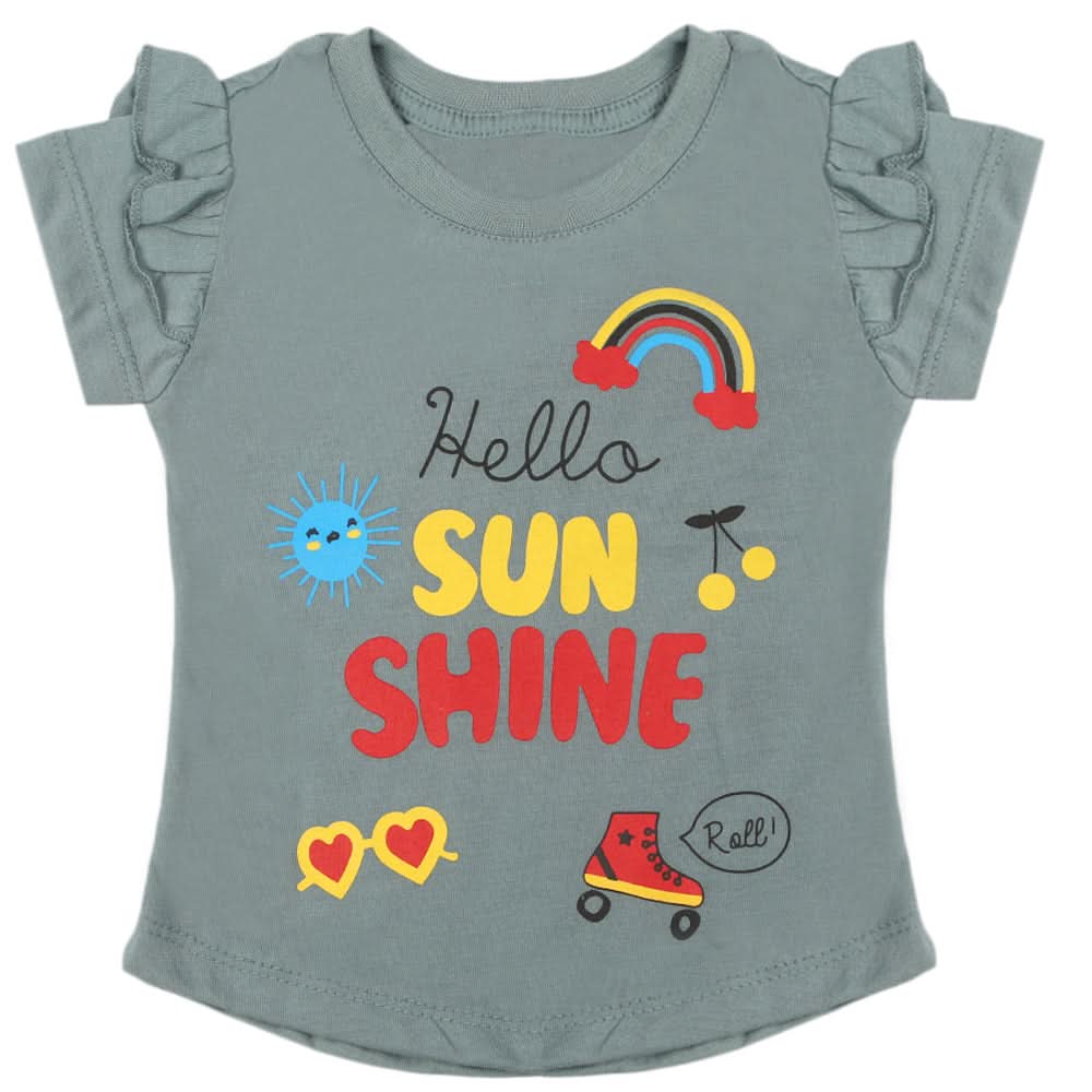 Girls Half Sleeves Printed T-Shirt - Dark Grey, Girls T-Shirts, Chase Value, Chase Value