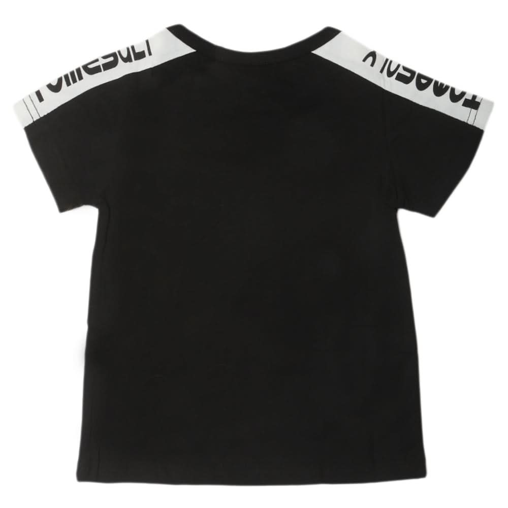 Boys Round Neck Half Sleeves T-Shirt - Black, Kids, Boys T-Shirts, Chase Value, Chase Value