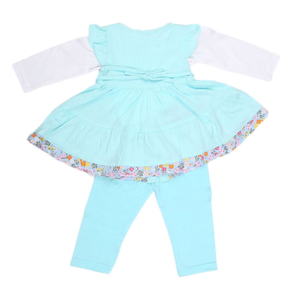 Newborn Girls Full Sleeves 3 Piece Suit - Cyan, Kids, NB Girls Sets And Suits, Chase Value, Chase Value