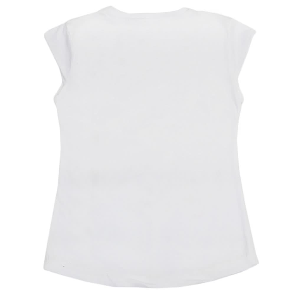 Girls Half Sleeves Printed T-Shirt - White, Girls T-Shirts, Chase Value, Chase Value