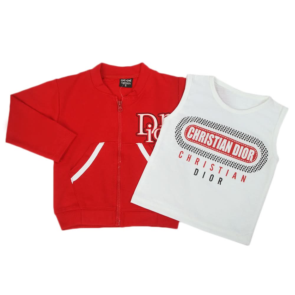 Boys Full Sleeves 3Pcs Suit - Red, Boys Sets & Suits, Chase Value, Chase Value