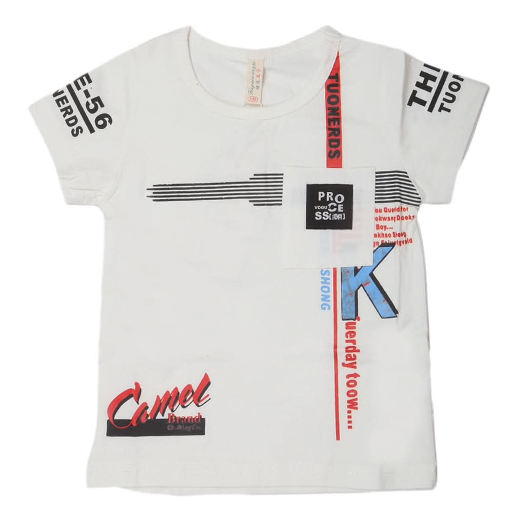 Boys Round Neck Half Sleeves T-Shirt - White, Kids, Boys T-Shirts, Chase Value, Chase Value