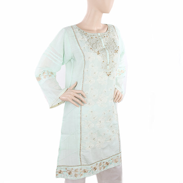 Women's Fancy Embroidered Kurti - Light Green, Women, Ready Kurtis, Chase Value, Chase Value