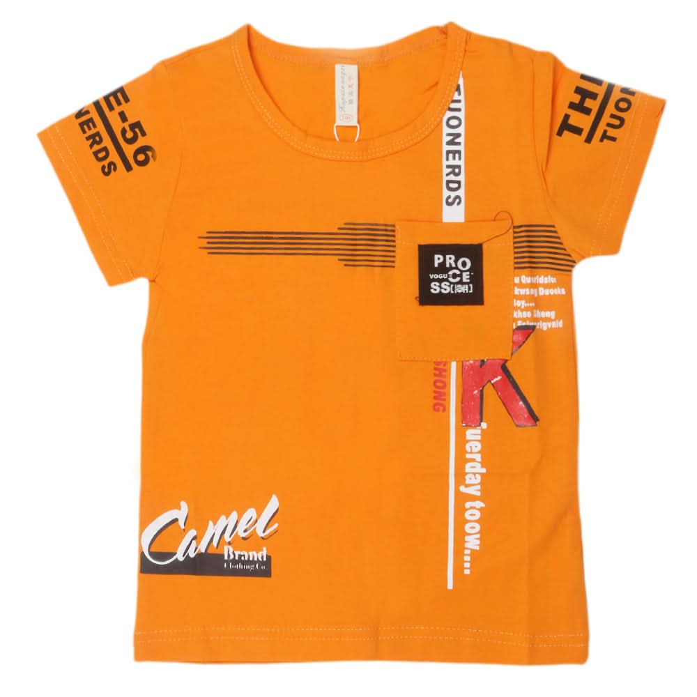 Boys Round Neck Half Sleeves T-Shirt - Mustard, Kids, Boys T-Shirts, Chase Value, Chase Value