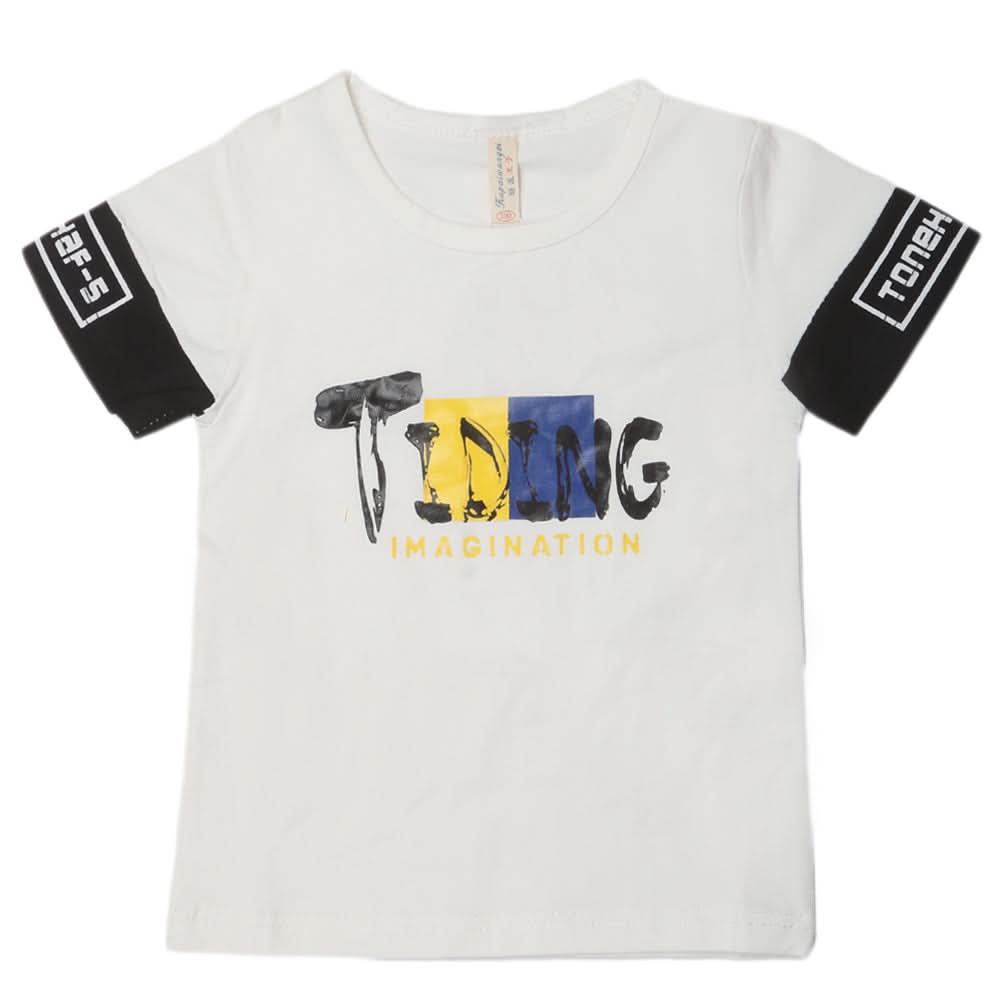 Boys Round Neck Half Sleeves T-Shirt - White, Kids, Boys T-Shirts, Chase Value, Chase Value