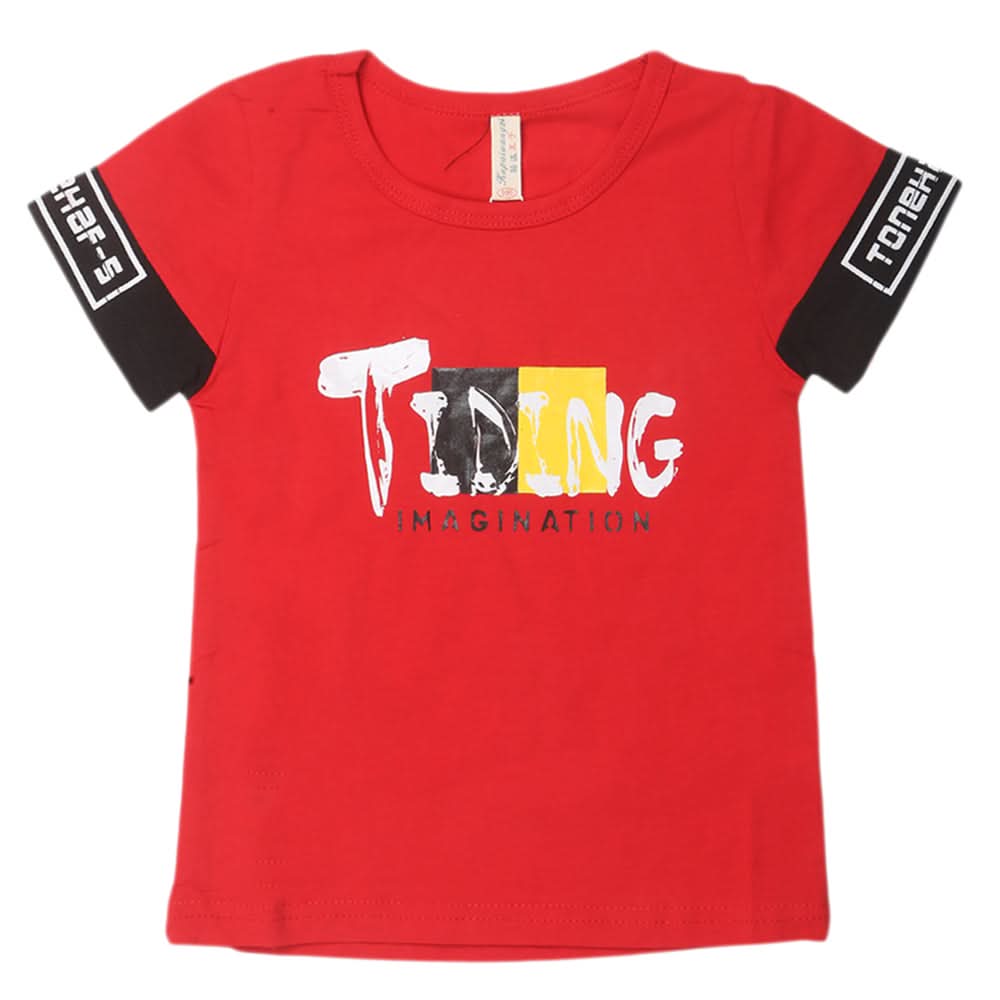 Boys Round Neck Half Sleeves T-Shirt - Red, Kids, Boys T-Shirts, Chase Value, Chase Value