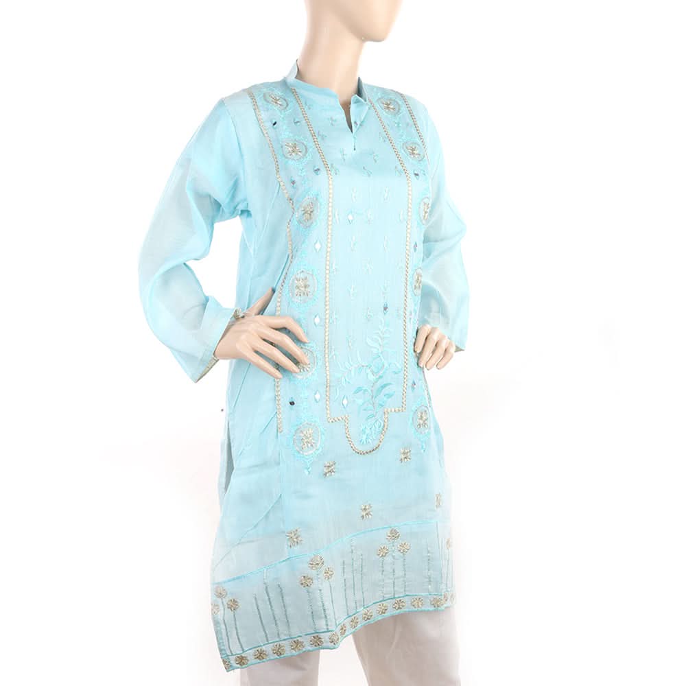 Women's Fancy Embroidered Kurti - Blue, Women, Ready Kurtis, Chase Value, Chase Value