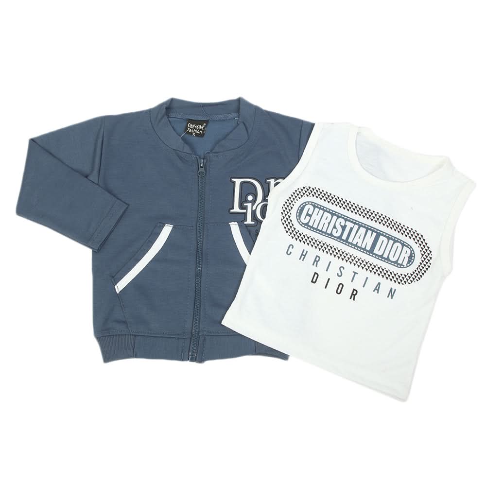 Boys Full Sleeves 3Pcs Suit - Steel Blue, Boys Sets & Suits, Chase Value, Chase Value