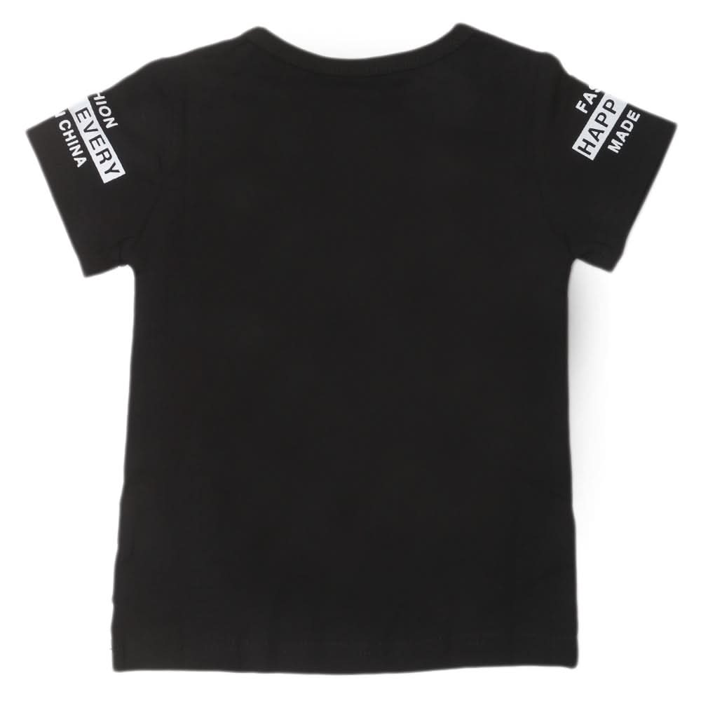 Boys Round Neck Half Sleeves T-Shirt - Black, Kids, Boys T-Shirts, Chase Value, Chase Value