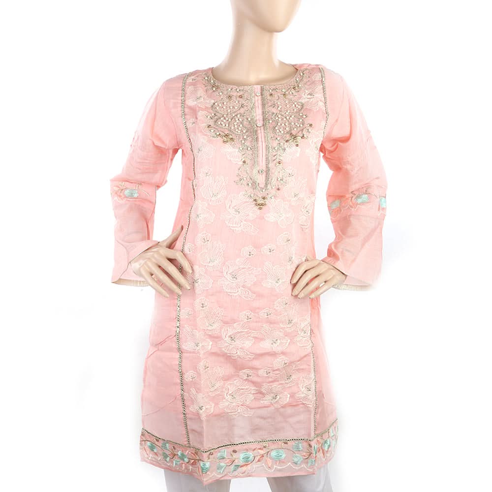 Women's Fancy Embroidered Kurti - Pink, Women, Ready Kurtis, Chase Value, Chase Value