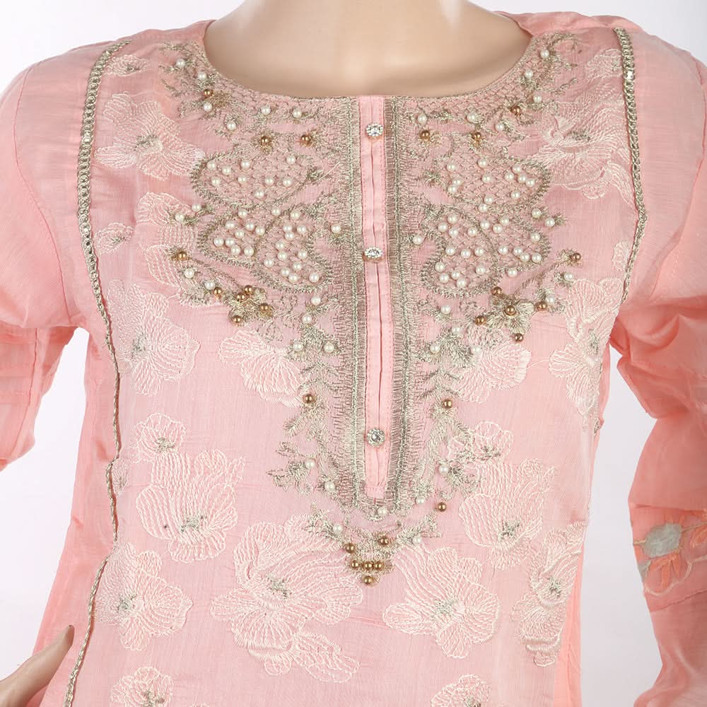 Women's Fancy Embroidered Kurti - Pink, Women, Ready Kurtis, Chase Value, Chase Value
