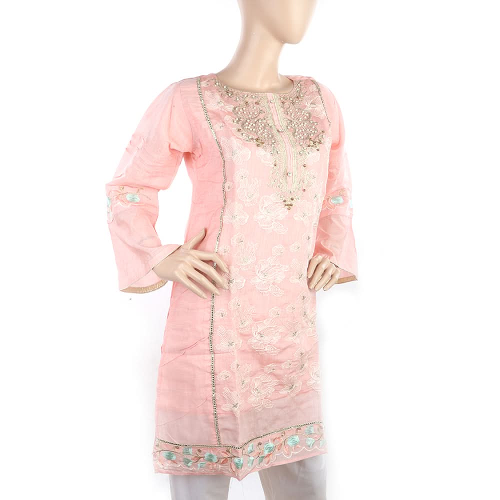 Women's Fancy Embroidered Kurti - Pink, Women, Ready Kurtis, Chase Value, Chase Value