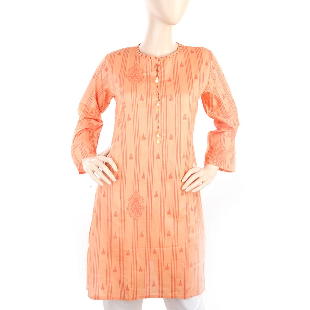 Women's Plain Kurti - Peach, Women's Fashion, Chase Value, Chase Value
