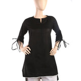 Women's Cotton Plain Kurti - Black, Women, Ready Kurtis, Chase Value, Chase Value