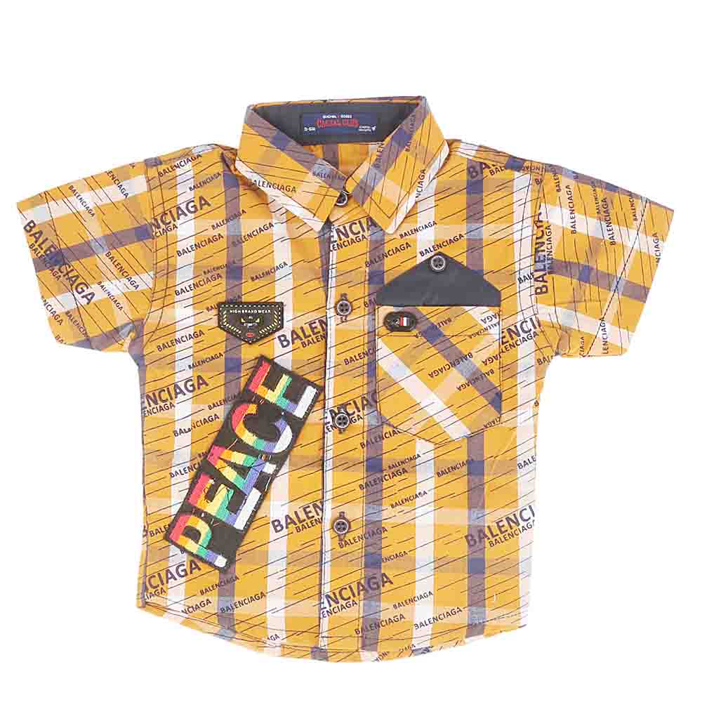 Newborn Half Sleeves Printed Shirt - Yellow, Kids, NB Boys Shirts And T-Shirts, Chase Value, Chase Value