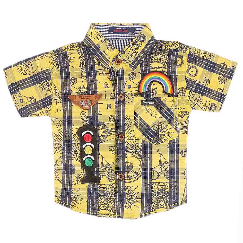 Newborn Half Sleeves Printed Shirt - Yellow, Kids, NB Boys Shirts And T-Shirts, Chase Value, Chase Value