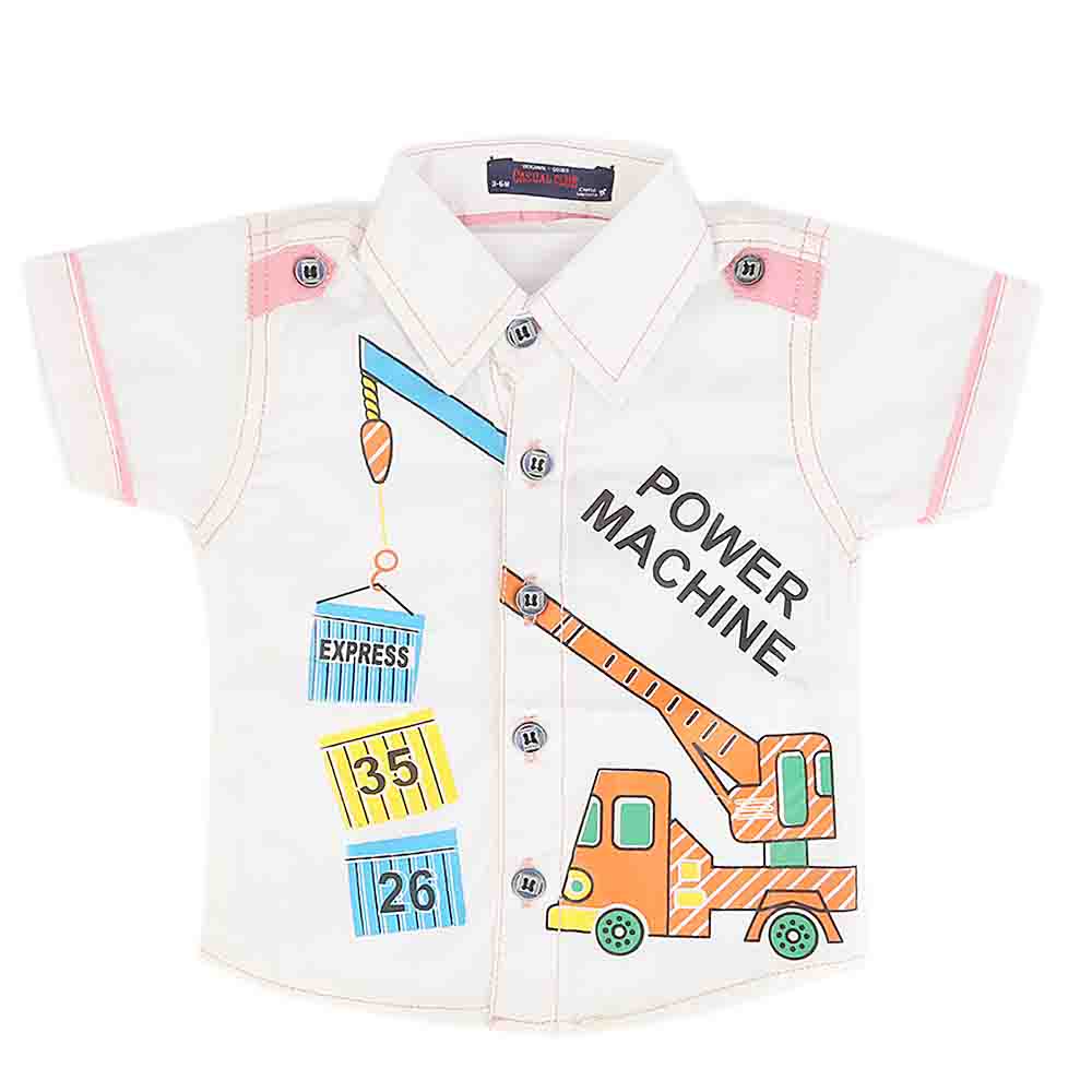 Newborn Half Sleeves Printed Shirt - White, Kids, NB Boys Shirts And T-Shirts, Chase Value, Chase Value