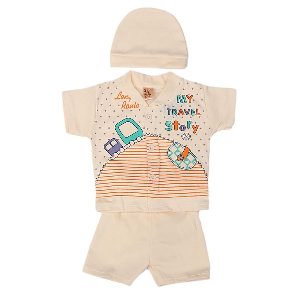 Newborn Boys Suits 3 Pcs - Peach, Kids, NB Boys Sets And Suits, Chase Value, Chase Value