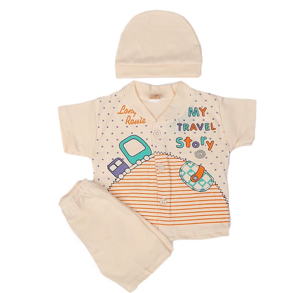 Newborn Boys Suits 3 Pcs - Peach, Kids, NB Boys Sets And Suits, Chase Value, Chase Value