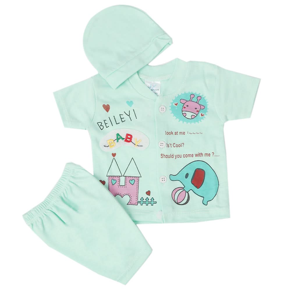 Newborn Boys Half Sleeves Suit - Sea Green, Kids, New Born Boys Sets And Suits, Chase Value, Chase Value