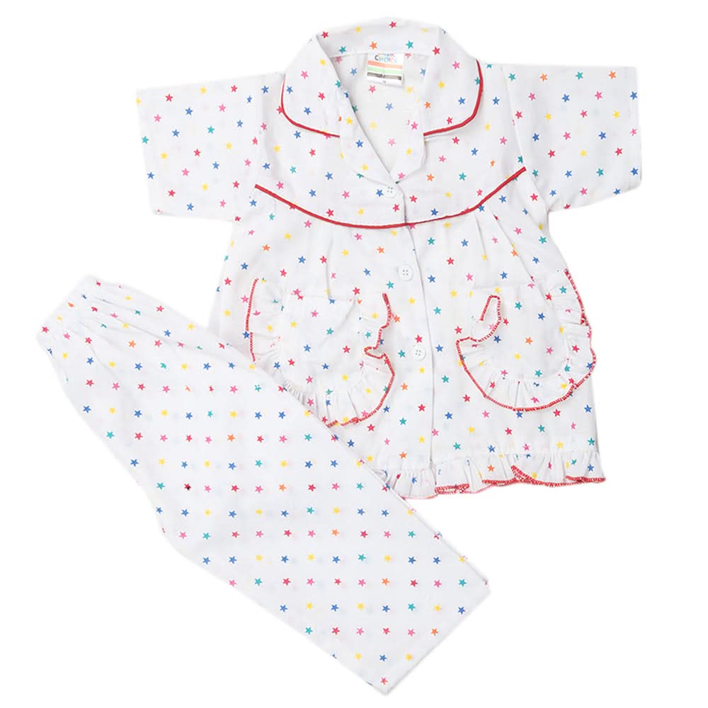 Girls Half Sleeves Sleeping Suits - White, Kids, Girls Sets And Suits, Chase Value, Chase Value
