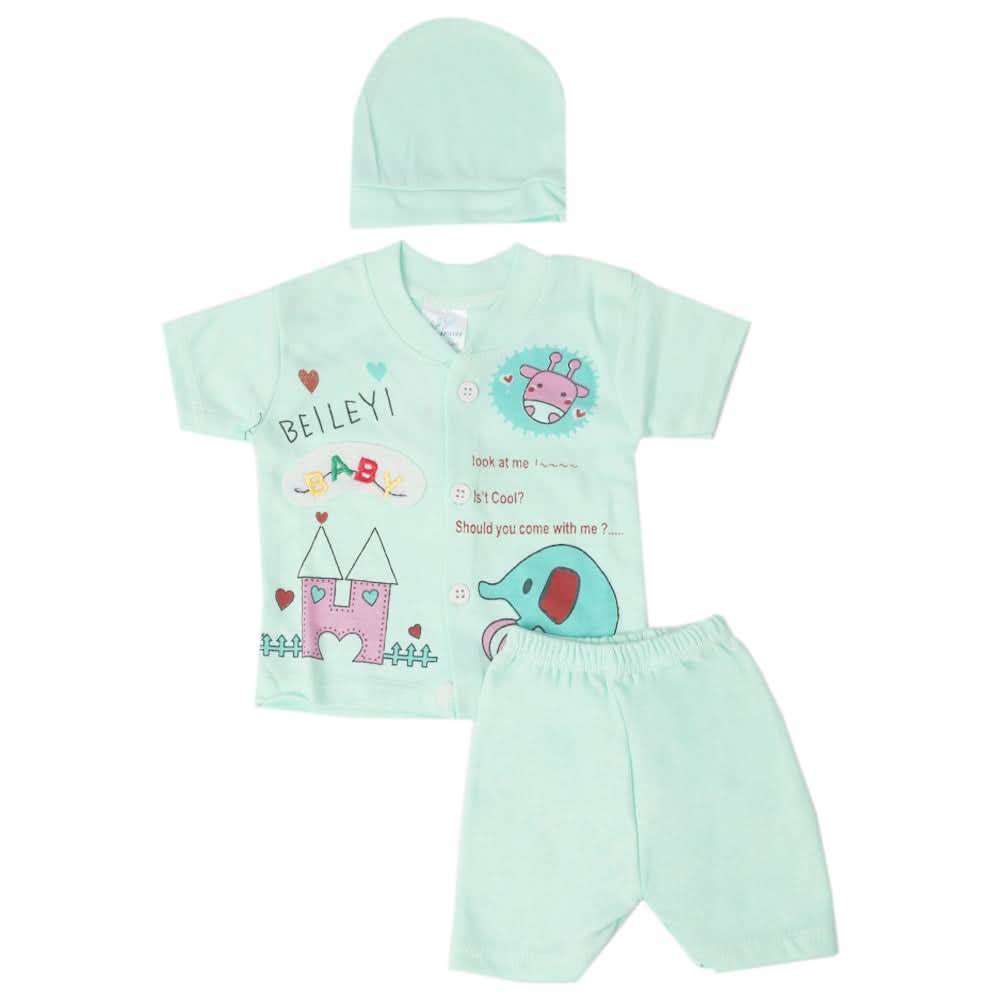 Newborn Boys Half Sleeves Suit - Sea Green, Kids, New Born Boys Sets And Suits, Chase Value, Chase Value