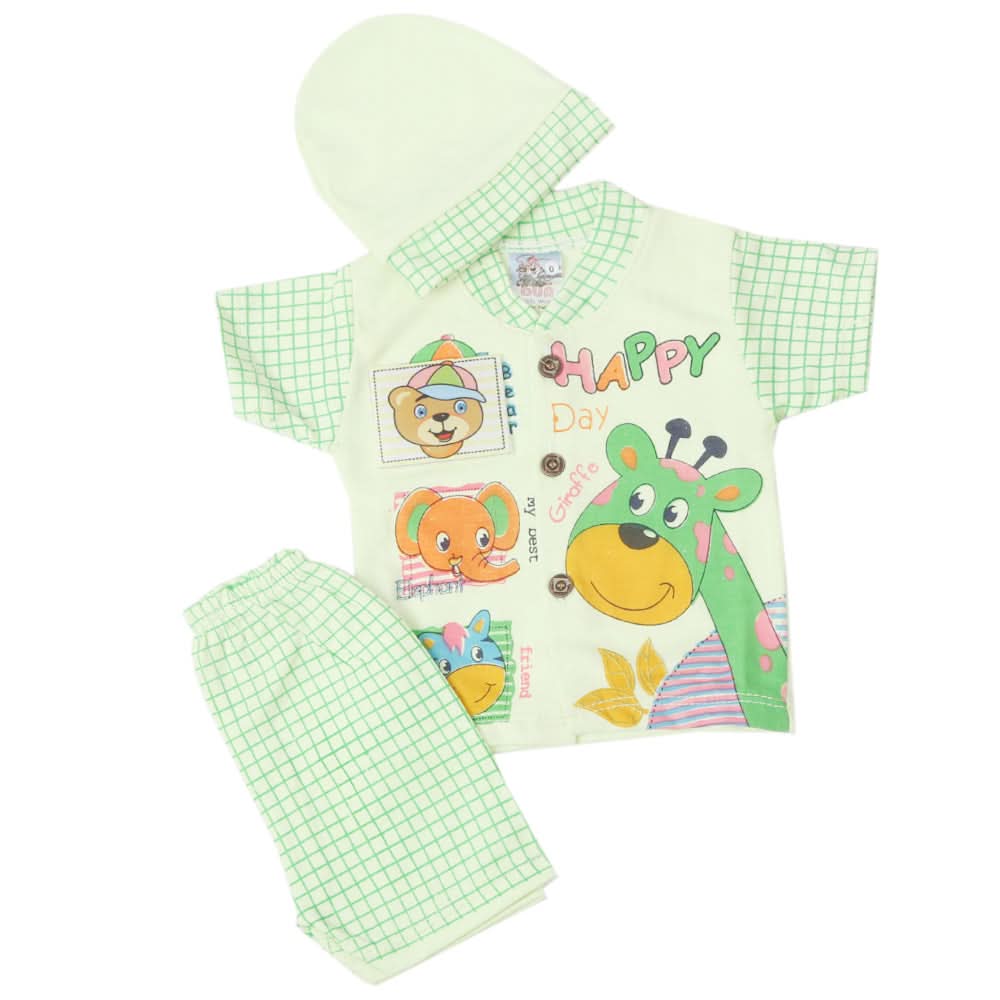Newborn Boys Half Sleeves Suit - Green, Kids, New Born Boys Sets And Suits, Chase Value, Chase Value