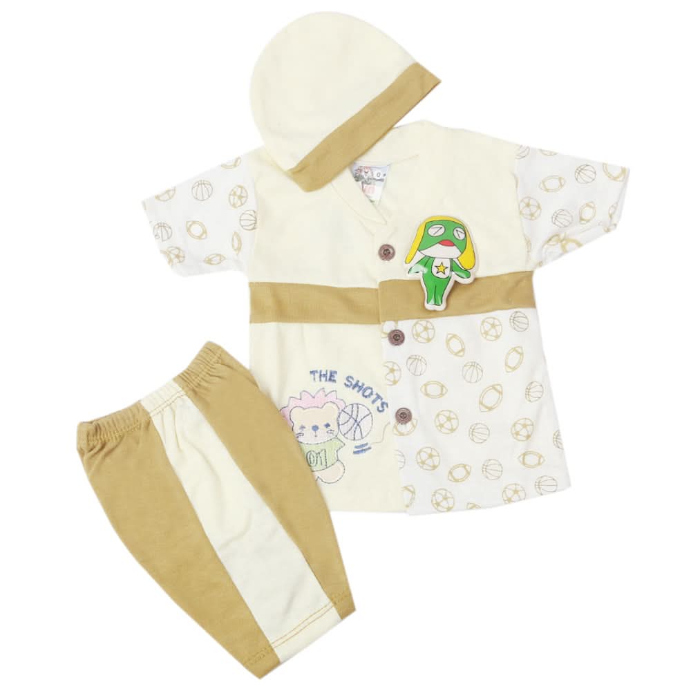 Newborn Boys Half Sleeves Suit - Cream, Kids, New Born Boys Sets And Suits, Chase Value, Chase Value