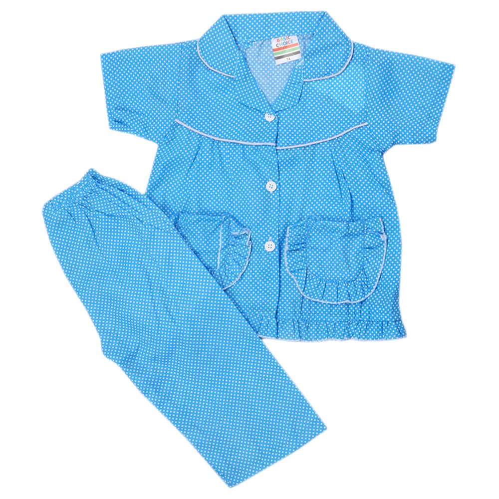 Girls Half Sleeves Sleeping Suits - Blue, Kids, Girls Sets And Suits, Chase Value, Chase Value