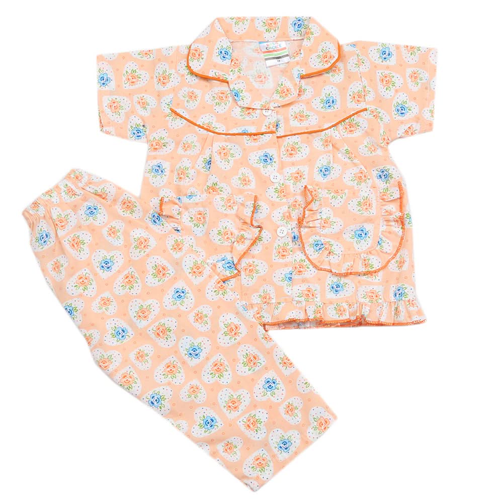 Girls Half Sleeves Sleeping Suits - Peach, Kids, Girls Sets And Suits, Chase Value, Chase Value