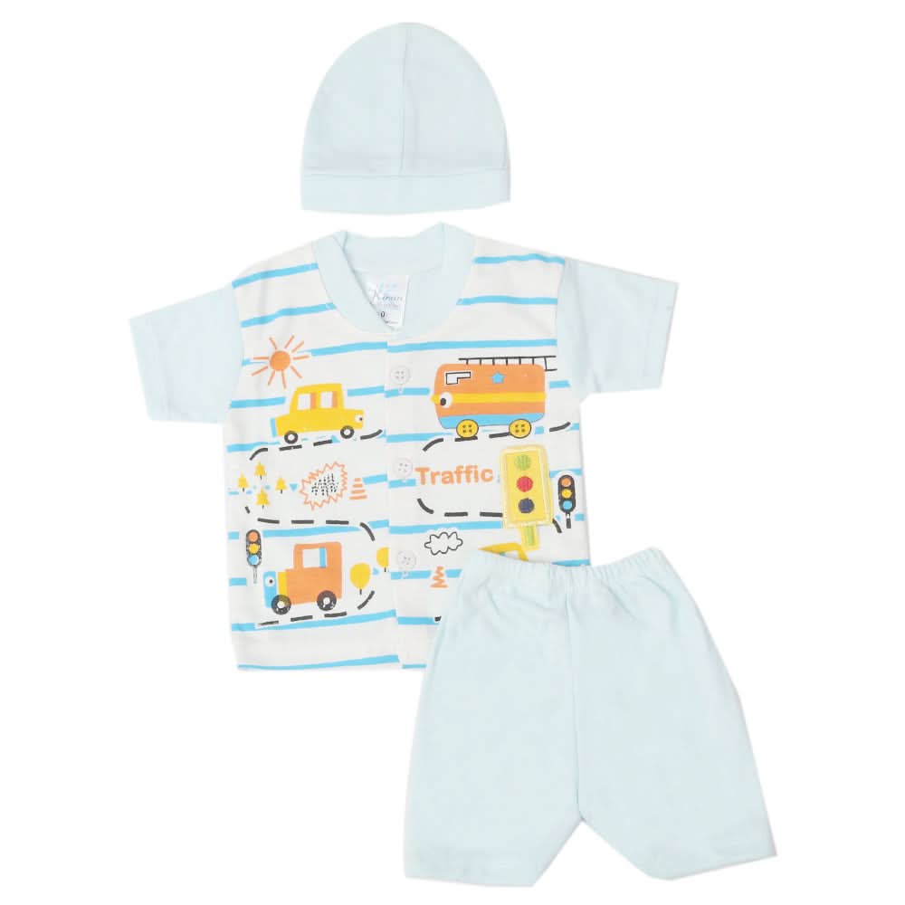 Newborn Boys Half Sleeves Suit - Blue, Kids, Newborn Boys Sets And Suits, Chase Value, Chase Value
