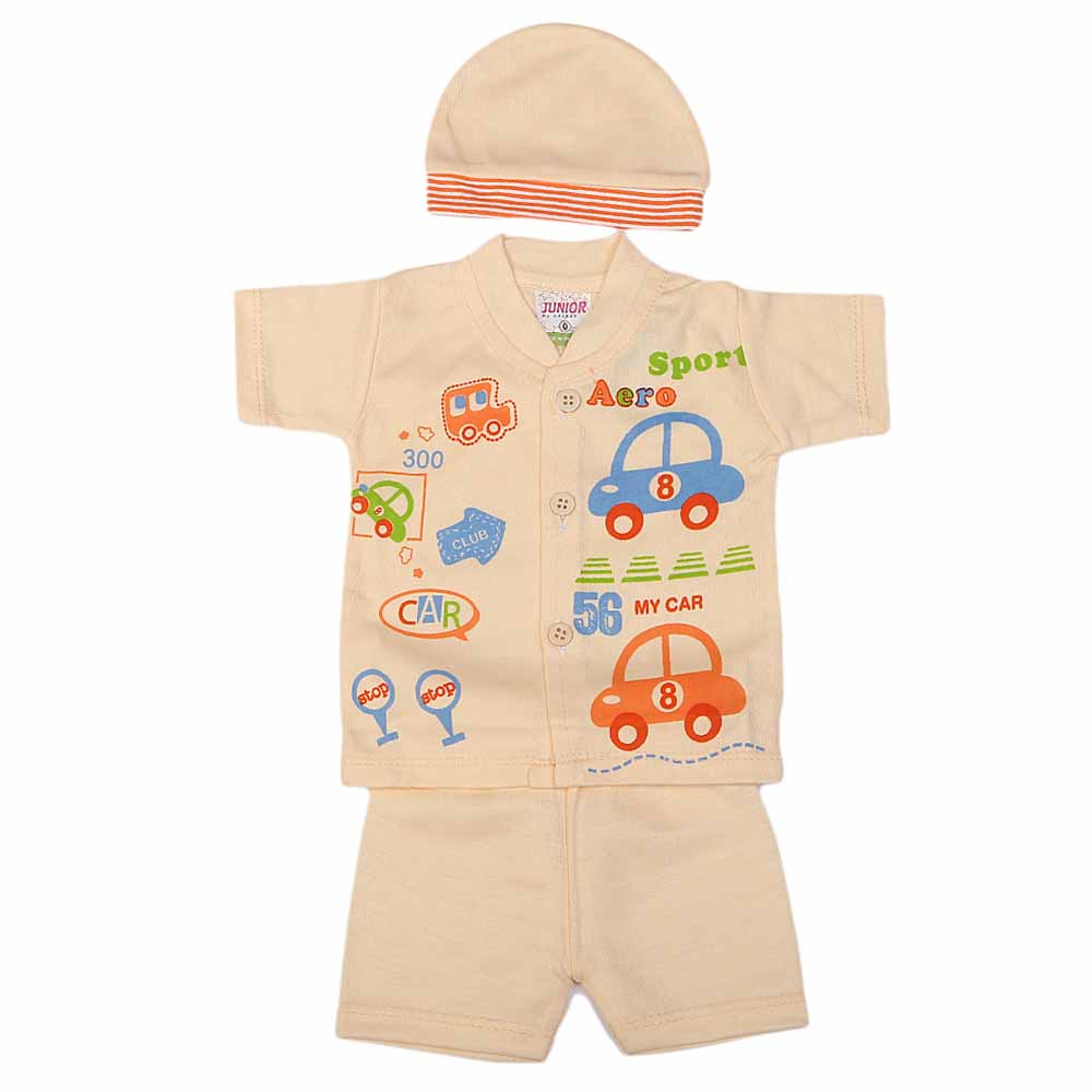 Newborn Boys Suits 3 Pcs - Peach, Kids, NB Boys Sets And Suits, Chase Value, Chase Value