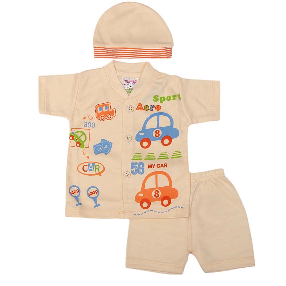 Newborn Boys Suits 3 Pcs - Peach, Kids, NB Boys Sets And Suits, Chase Value, Chase Value