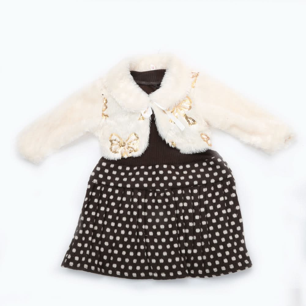 Girls Full Sleeves Frock - Coffee, Kids, Girls Frocks, Chase Value, Chase Value
